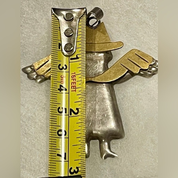 silver TAXCO angel with derby hat large necklace pendant Vintage Mexico 925 - Picture 4 of 5